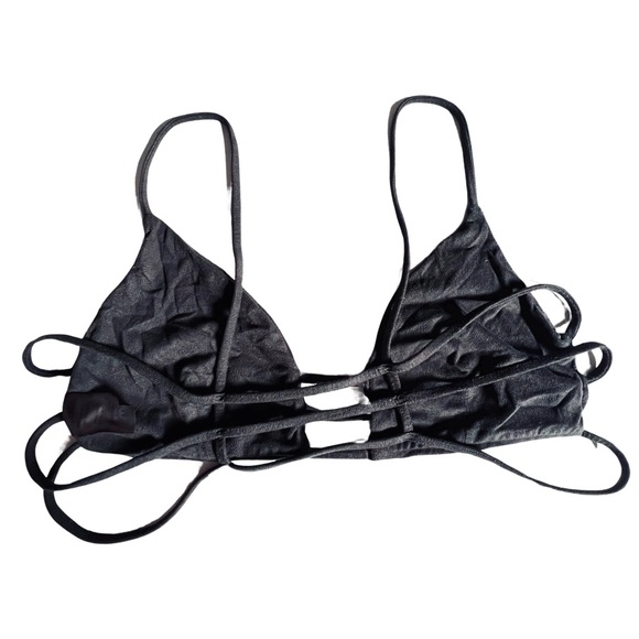 Montce Cage Bralette Bikini Top Black Faux Suede size medium - Picture 7 of 11